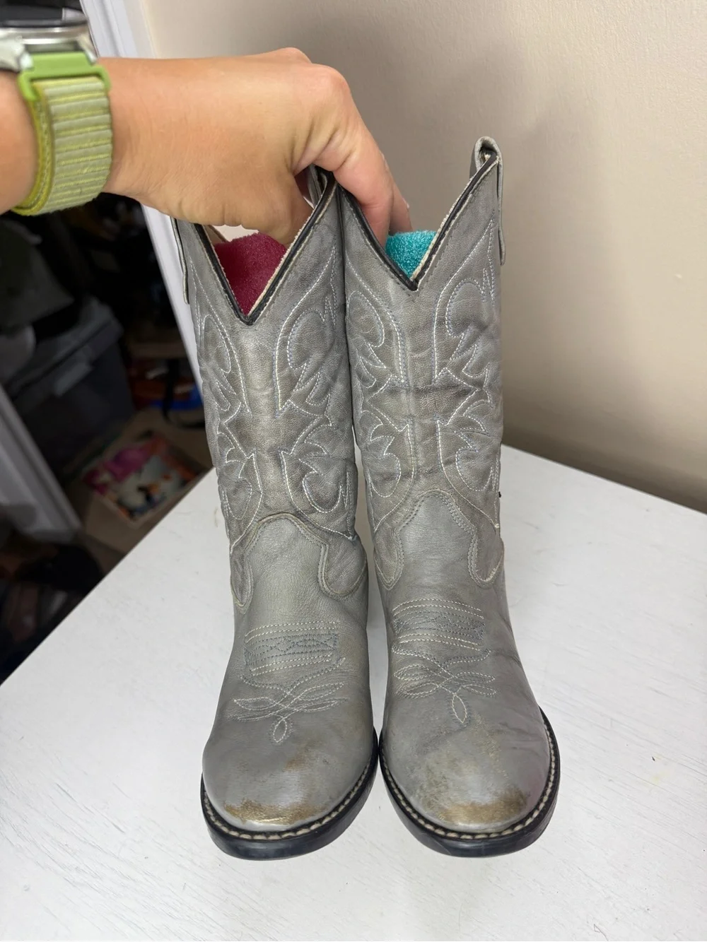 Kids Gray Kenny Roger’s Cowboy Boots Sz 11D